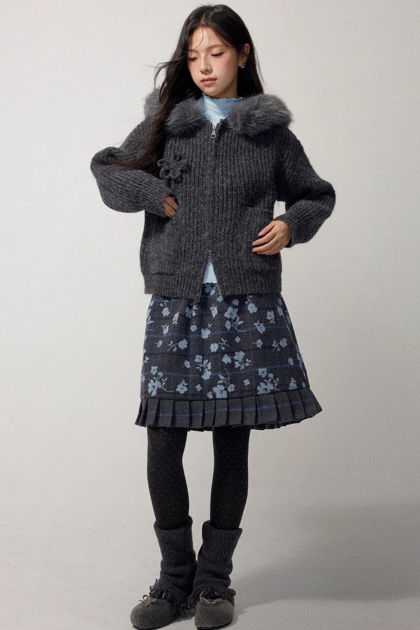 Lake Blue Fleece Knit Top