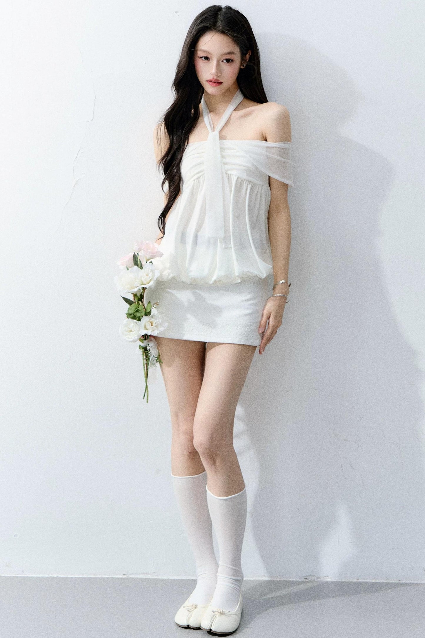 Romantic Floral Halter Top Set-Up