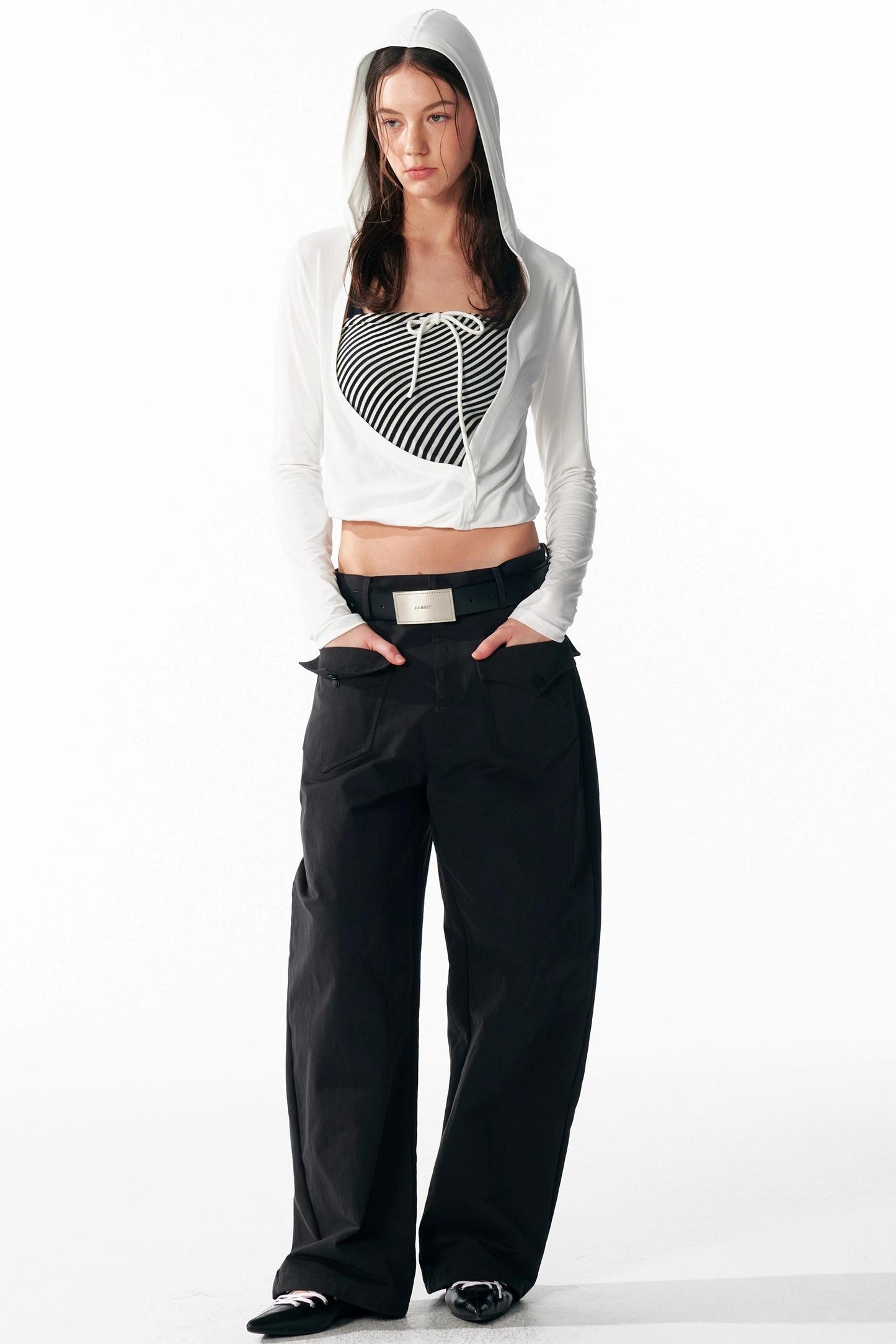 Slim Lace-Up Hooded Long Sleeve Base Shirt