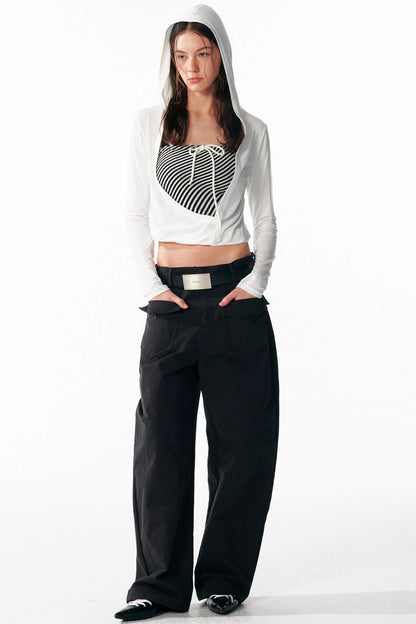 Slim Lace-Up Hooded Long Sleeve Base Shirt