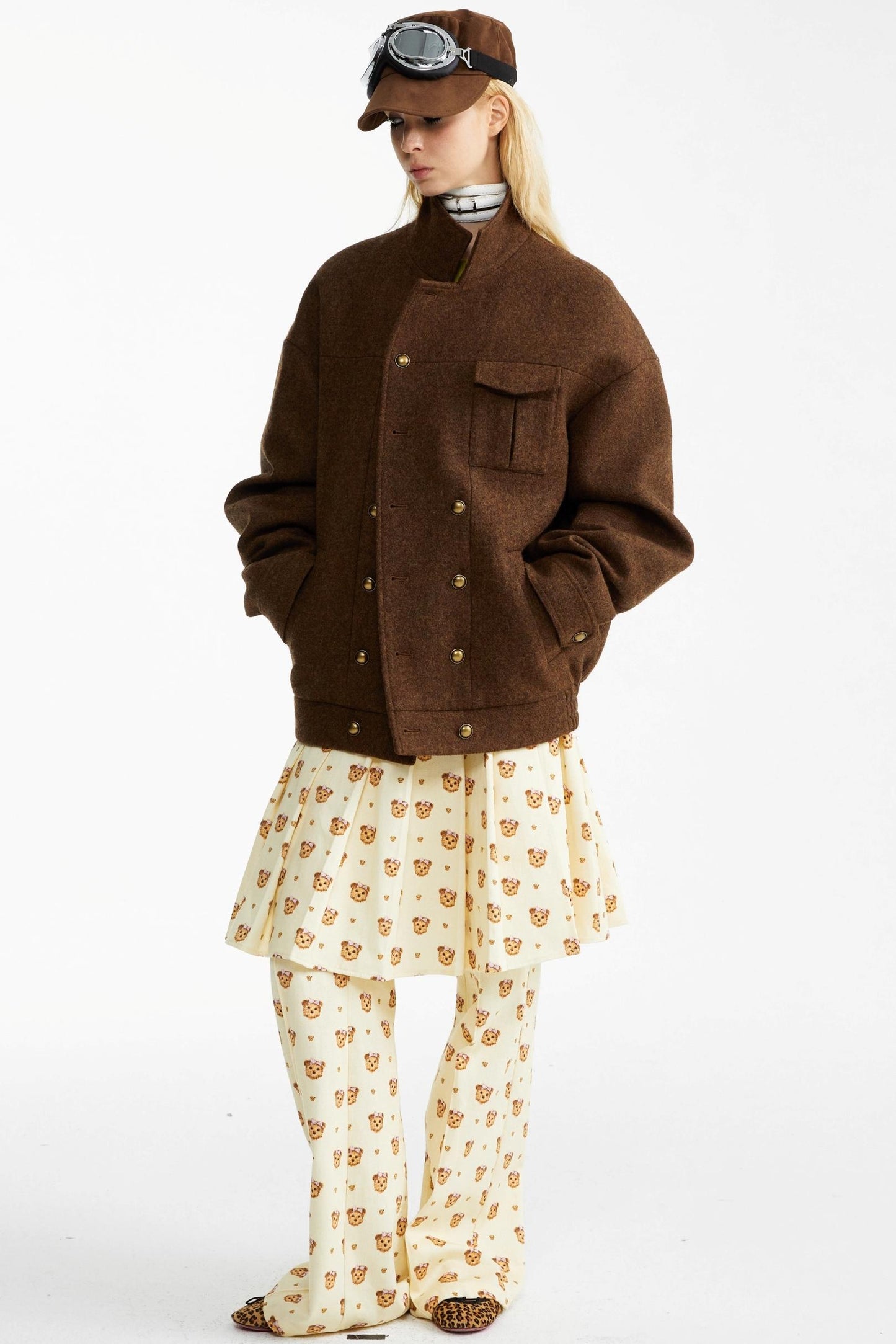 Detachable Pleated Two-Wear Slimming Culottes Pants Set