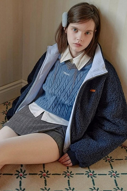 Retro Color-Blocked Knit Sweater