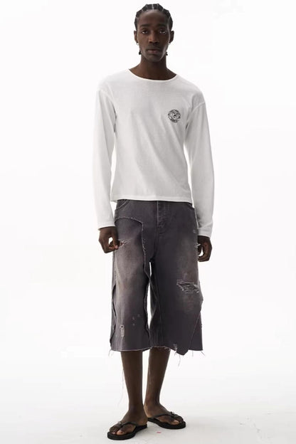 Double-Layer Distressed Shorts