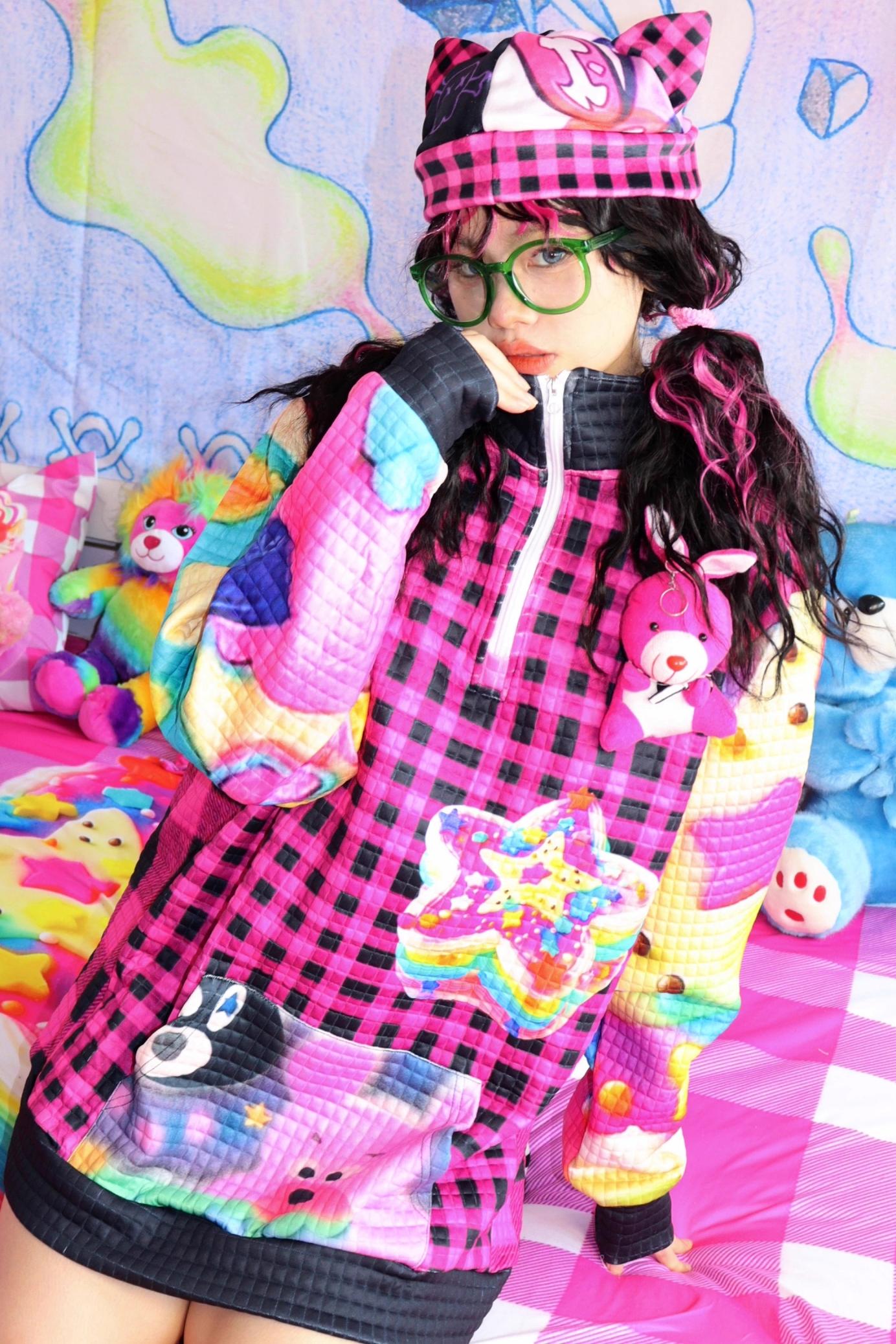 Leerroo Punk Print Cat Ear Hat