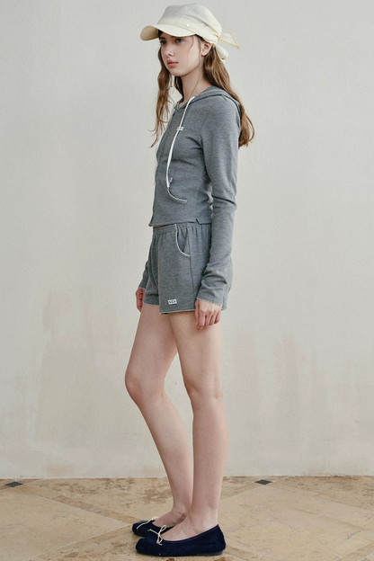Contrasting Dog-Tooth Lace Shorts