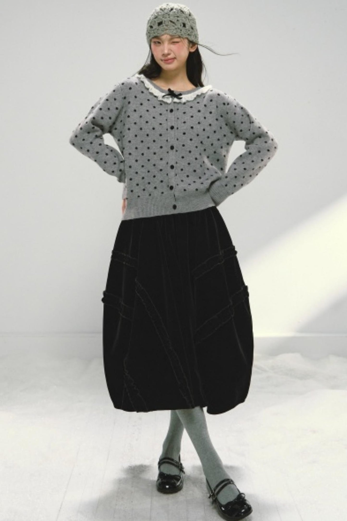 Velvet Ruffled Floral Skirt