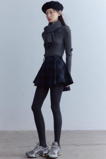 Scottish Plaid A-Hem Woolen Skirt