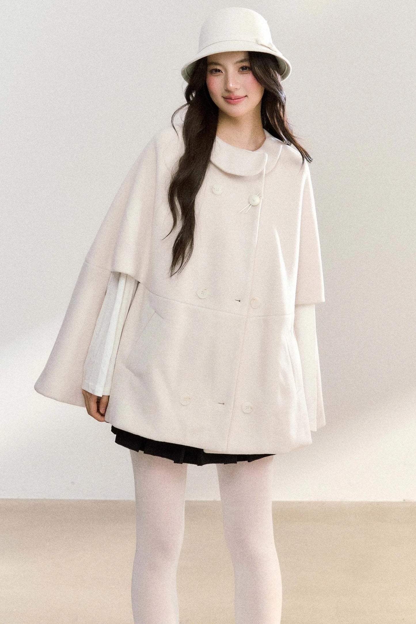 Doll Collar Woolen Cape Coat