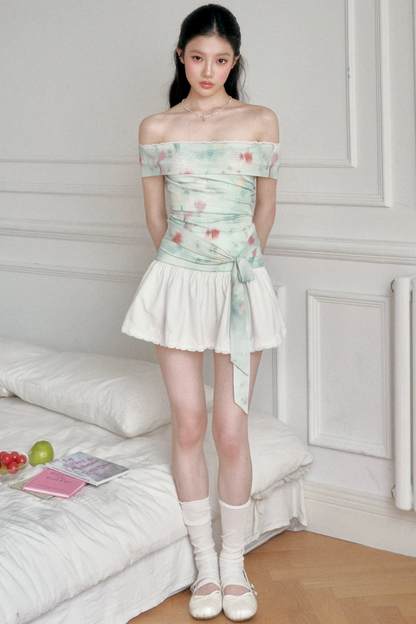 Gradient Floral Off-Shoulder Top Set-Up