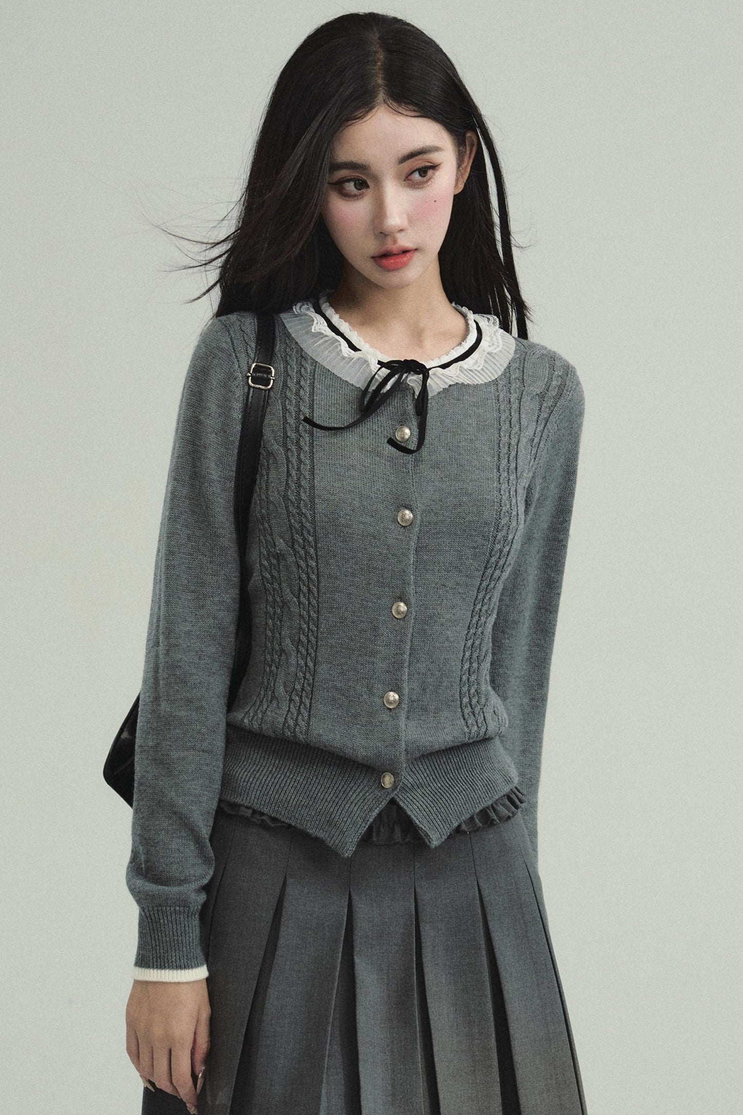 Academic Lace-Collar Knit Top