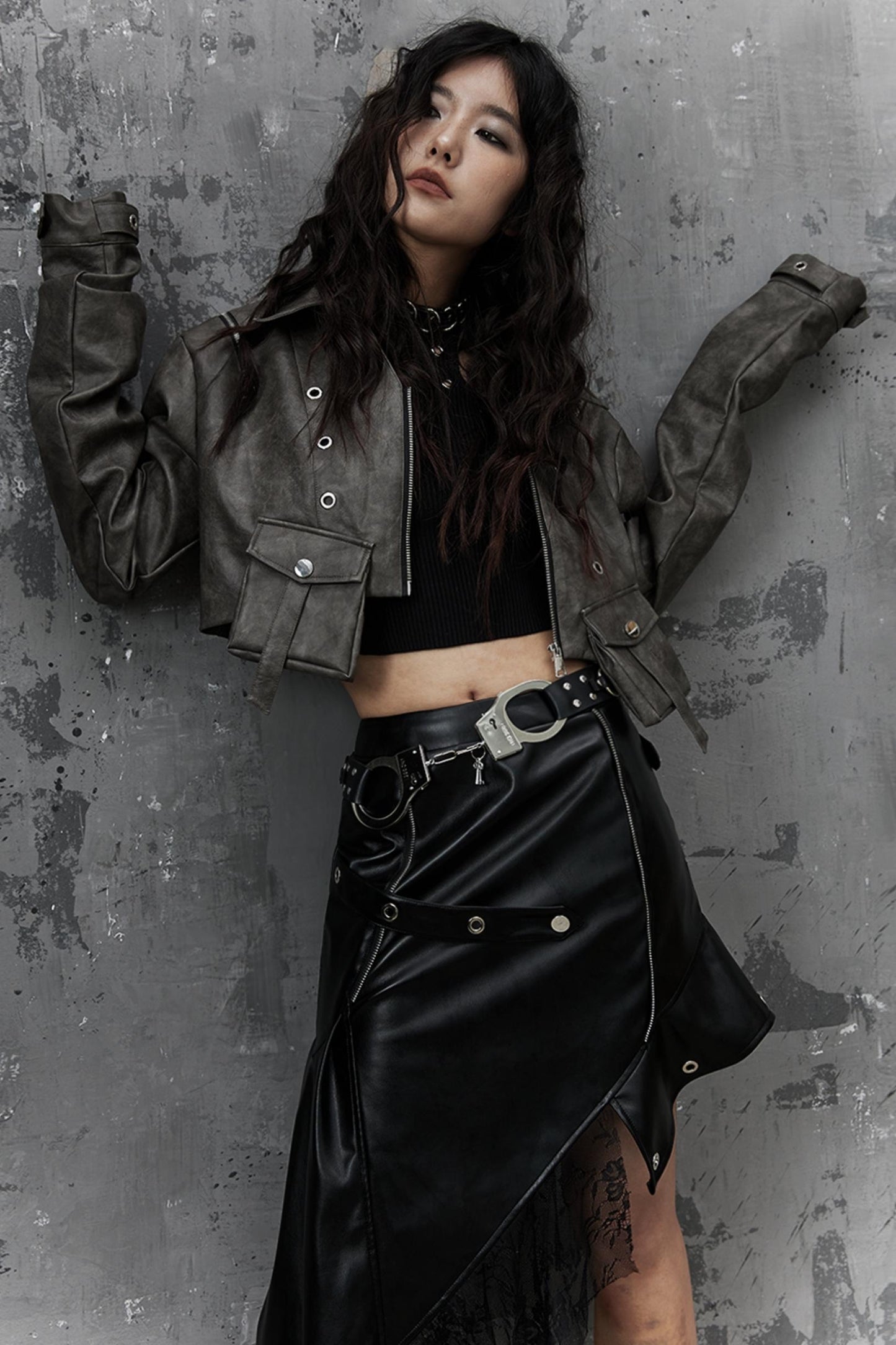 Vintage Distressed Punk Leather Jacket