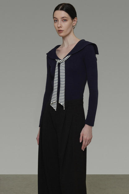 Autumn Navy Knit Top