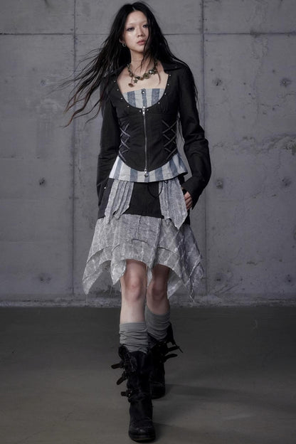 Vintage Punk Court Slim Print Long-Sleeved Shirts