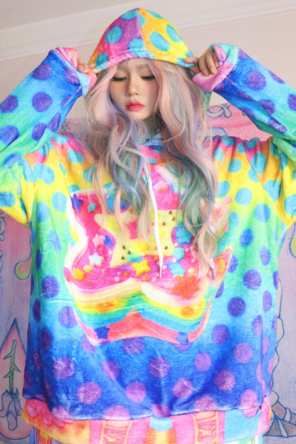 Colourful Polka Dot Hooded Sweatshirt