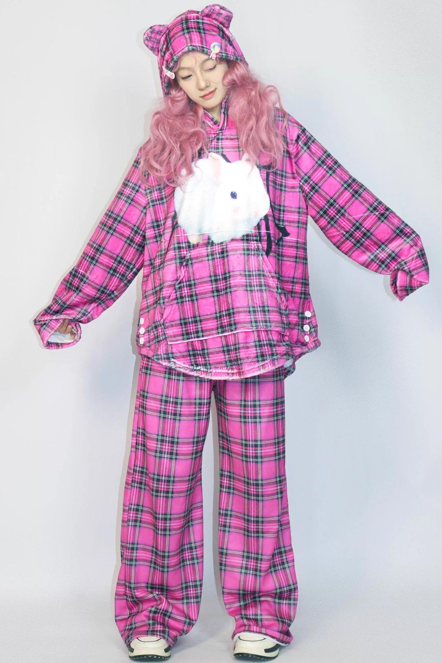 Pink Bunny Hooded Top