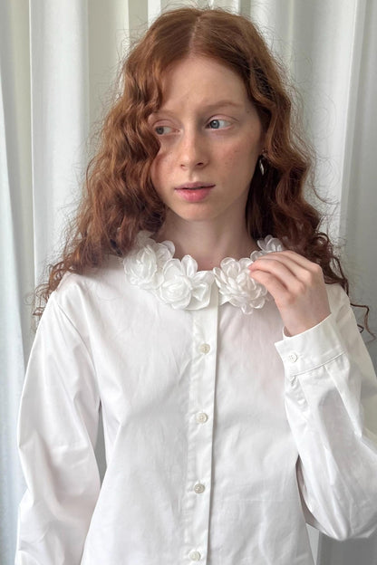 Three-Dimensional White Long Sleeve Shirt