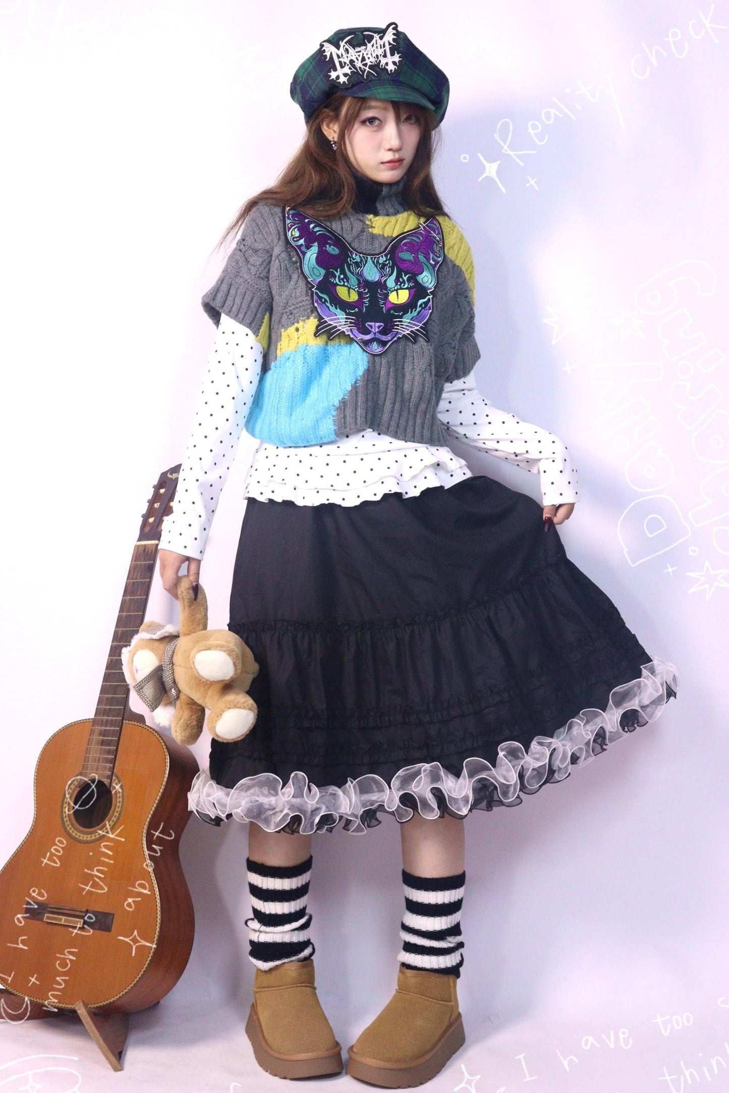 Color-Blocked Knit Sweater Top Set-Up