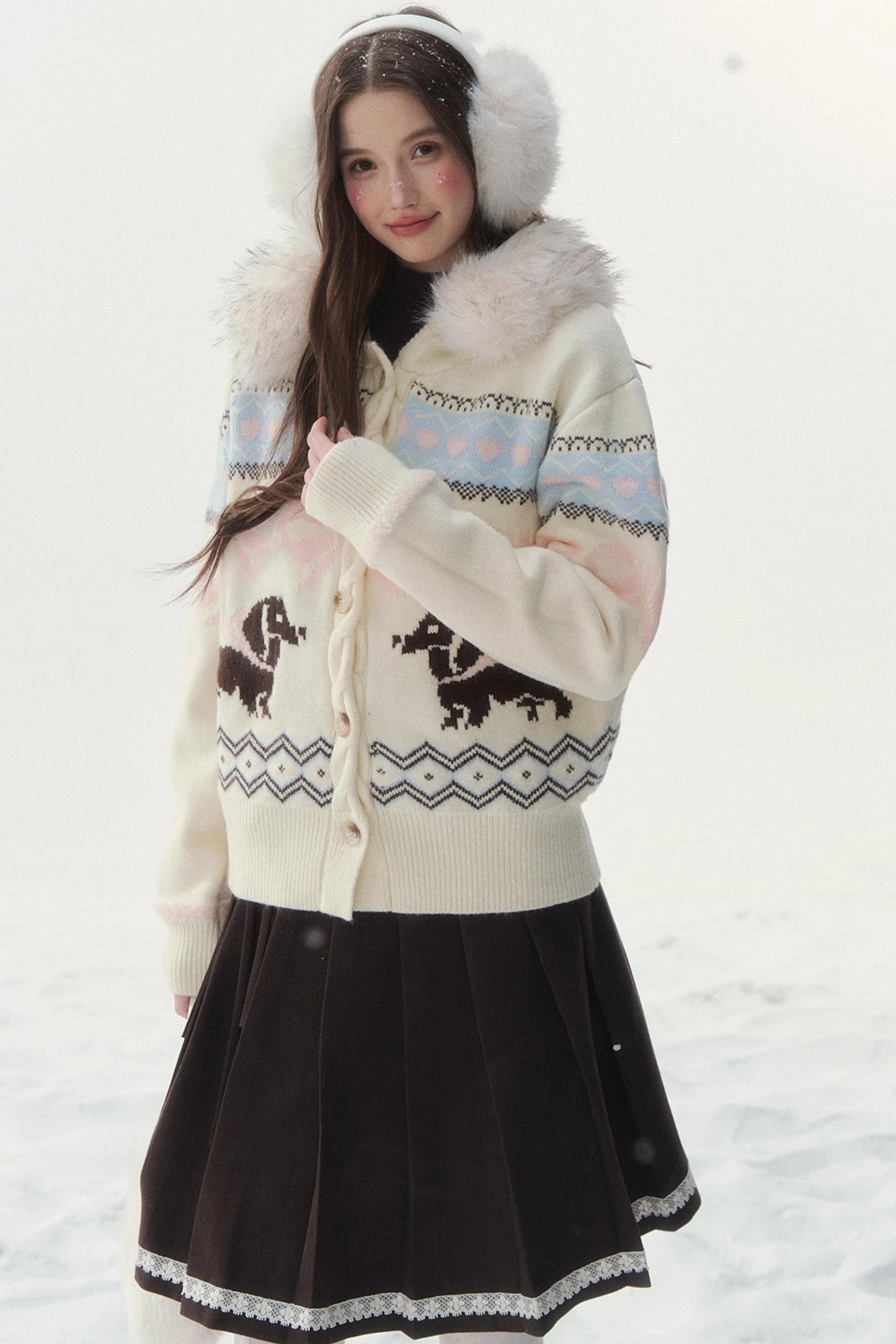 Retro Fair Isle Dachshund Sweater Jacket