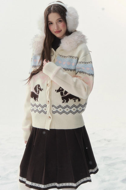 Retro Fair Isle Dachshund Sweater Jacket
