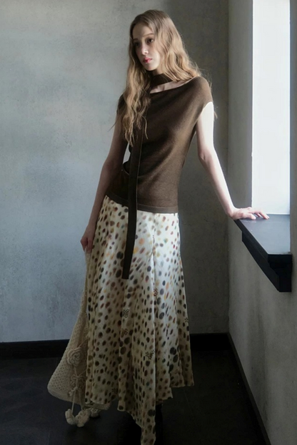 Artistic Polka Dot Asymmetrical Skirt