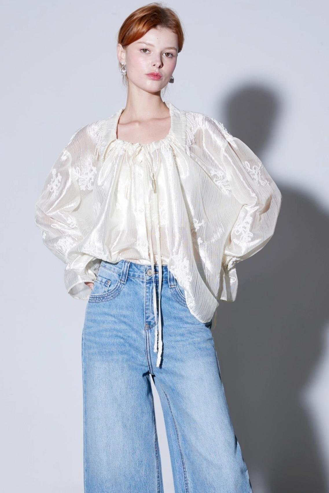 Romantic Pearl Fringe Shirt