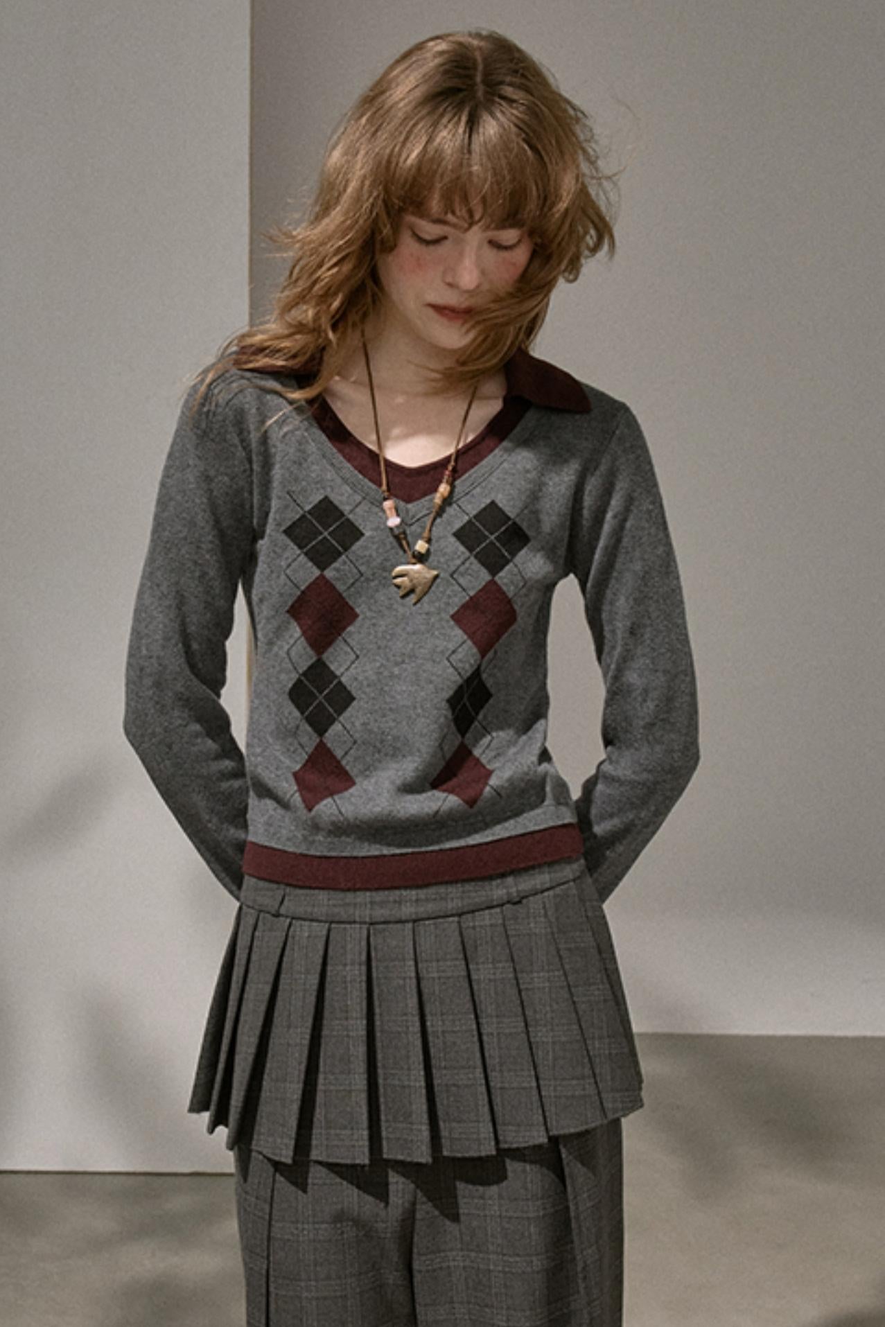 Slim V-Neck Warm Knitted Top