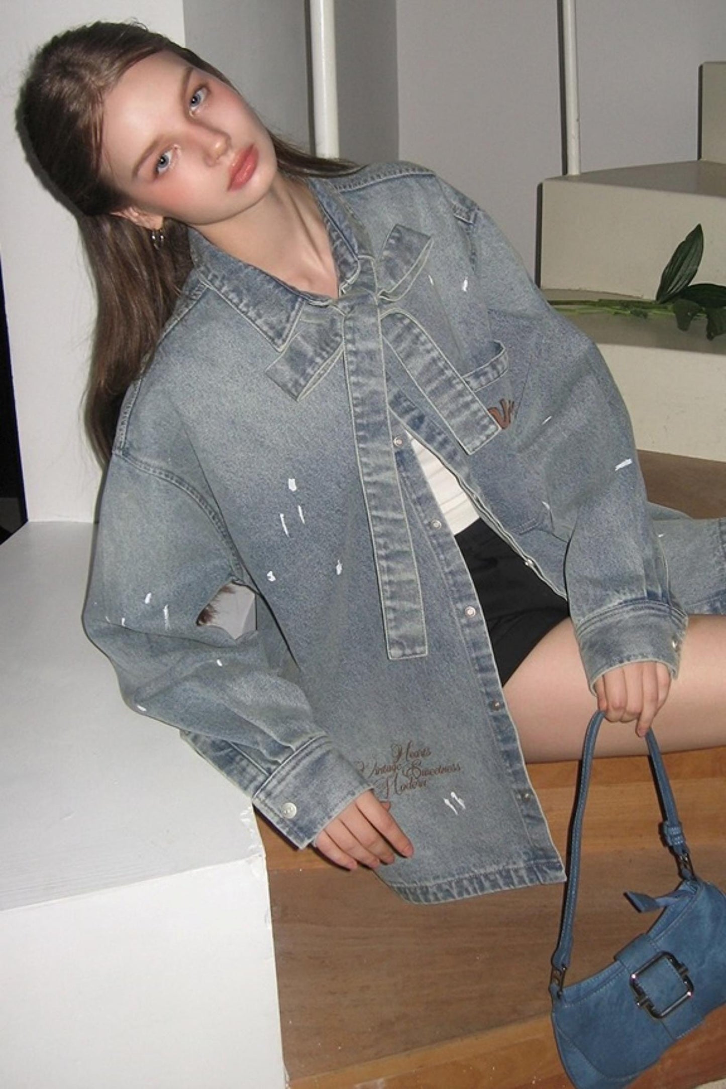 Washed Distressed Loose Denim Jacket