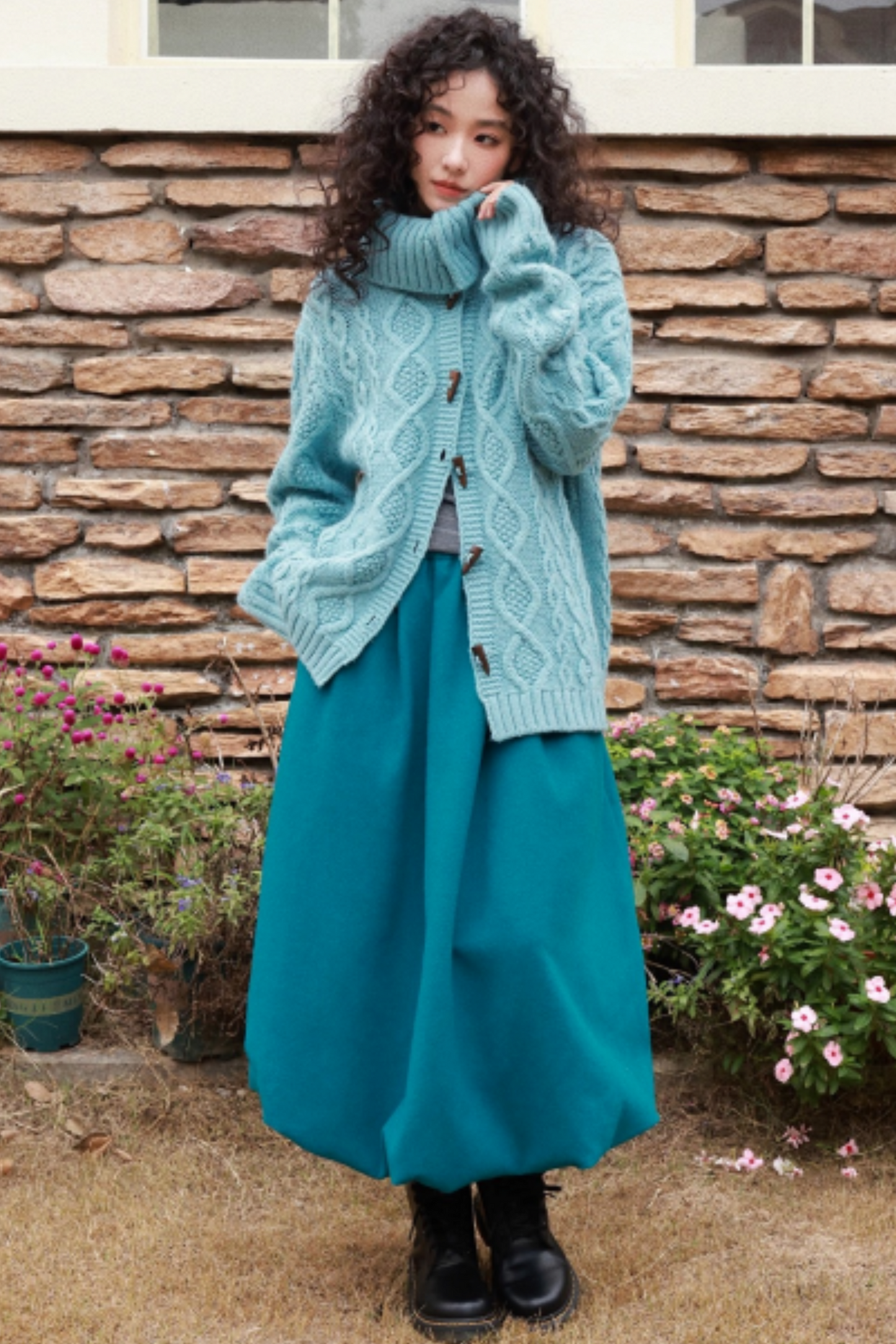 Wool Cable Knit Cardigan