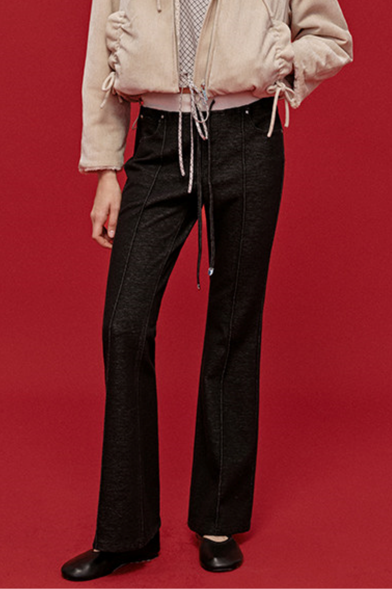 Embroidered Wool Denim Pants