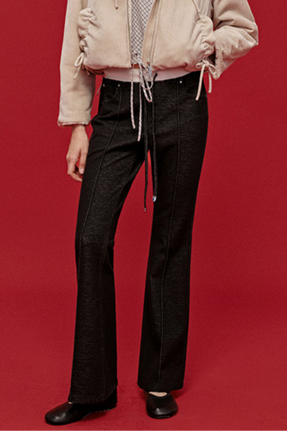 Embroidered Wool Denim Pants