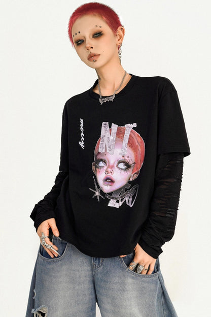 American Hot Girl Cartoon Portrait Sweatshirt