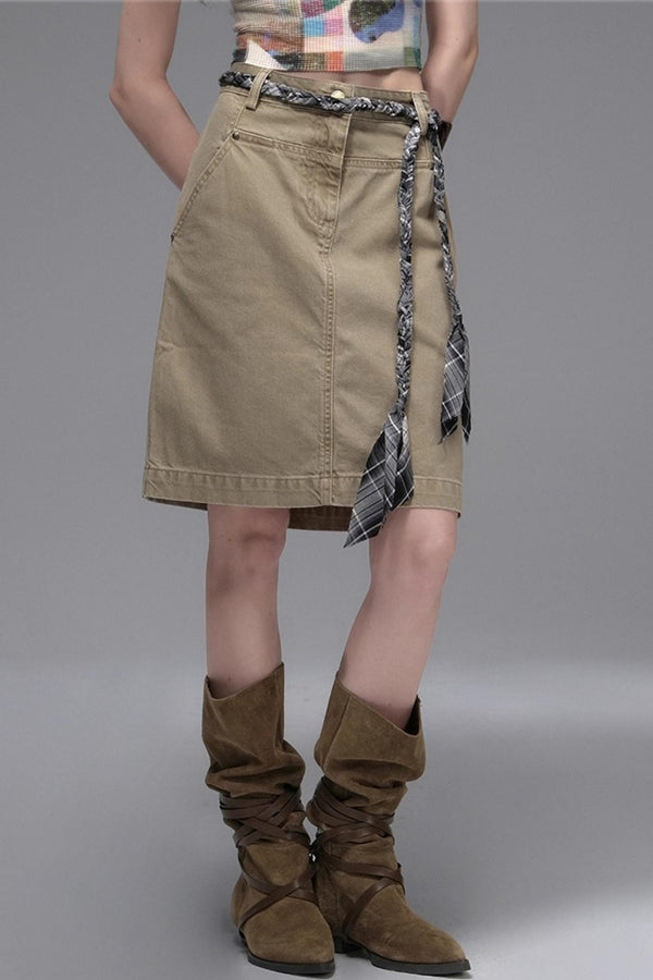 Wandering Cotton Denim Cargo Skirt