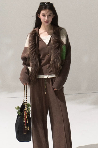 Tears Knit Top & Wide-Leg Pants Set-Up