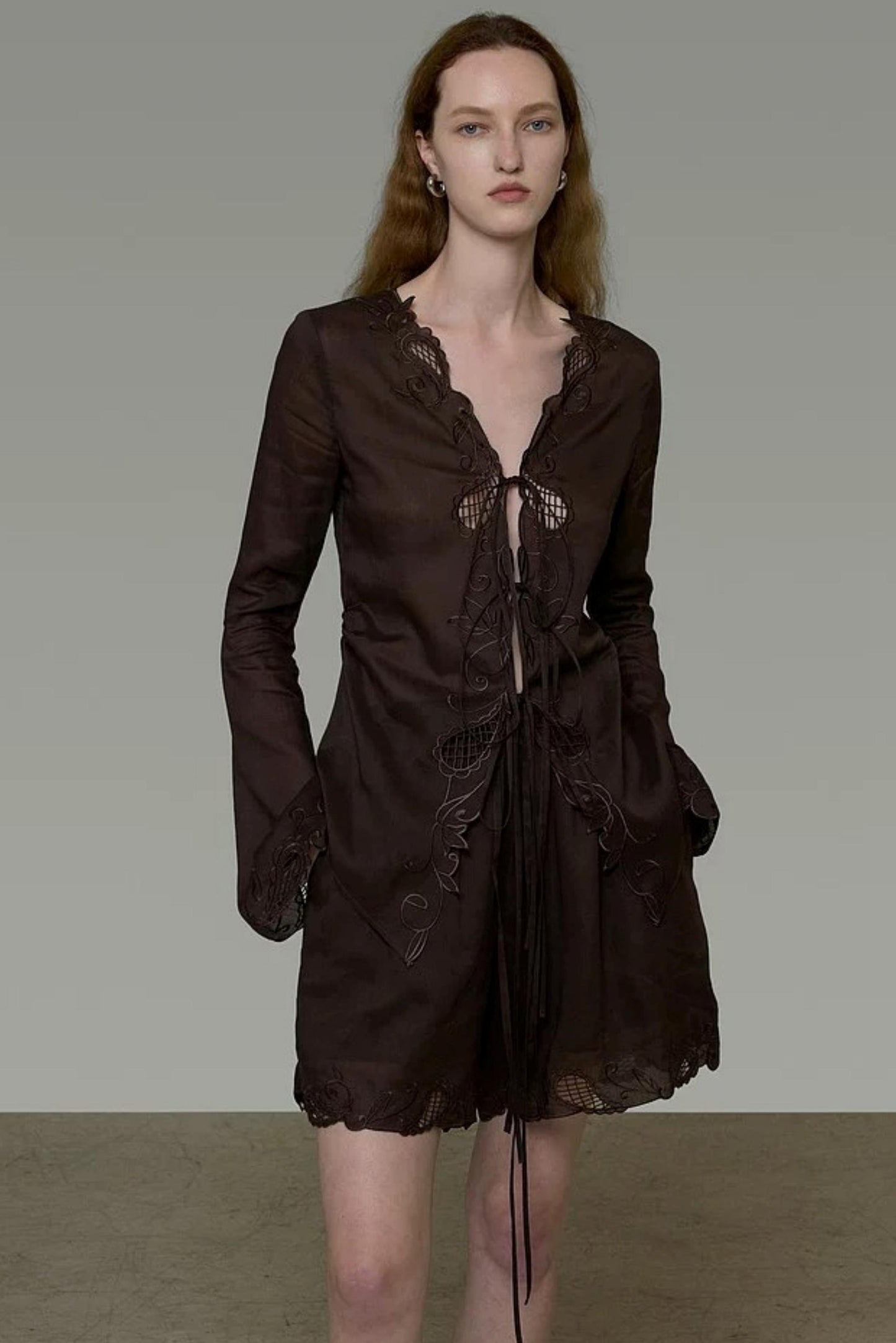 Embroidered Sun Protection Blouse Set-Up