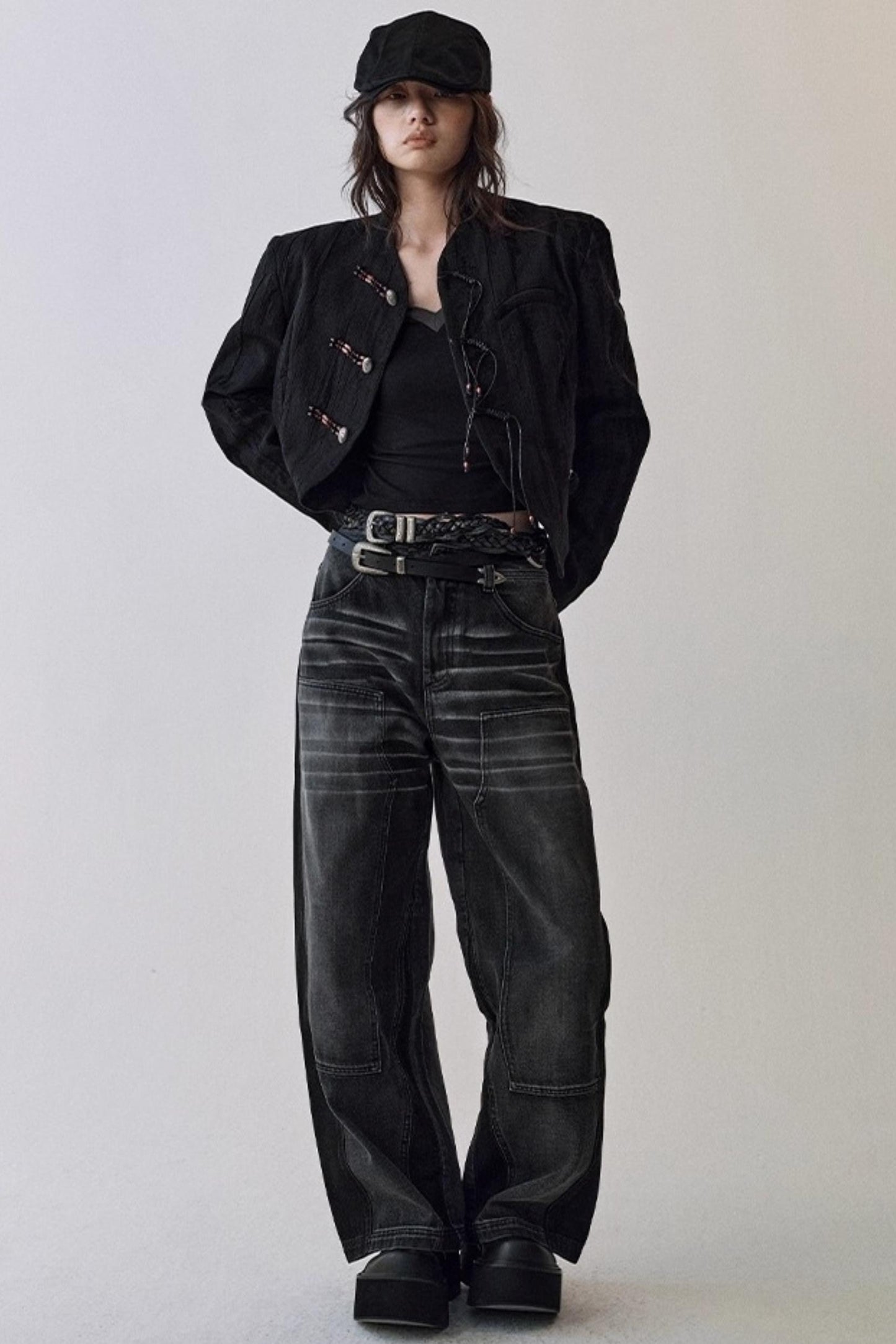 Gray Cat Whiskers Washed Jeans