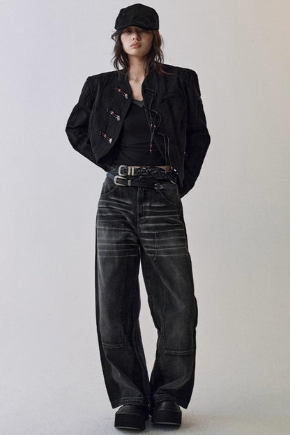 Gray Cat Whiskers Washed Jeans