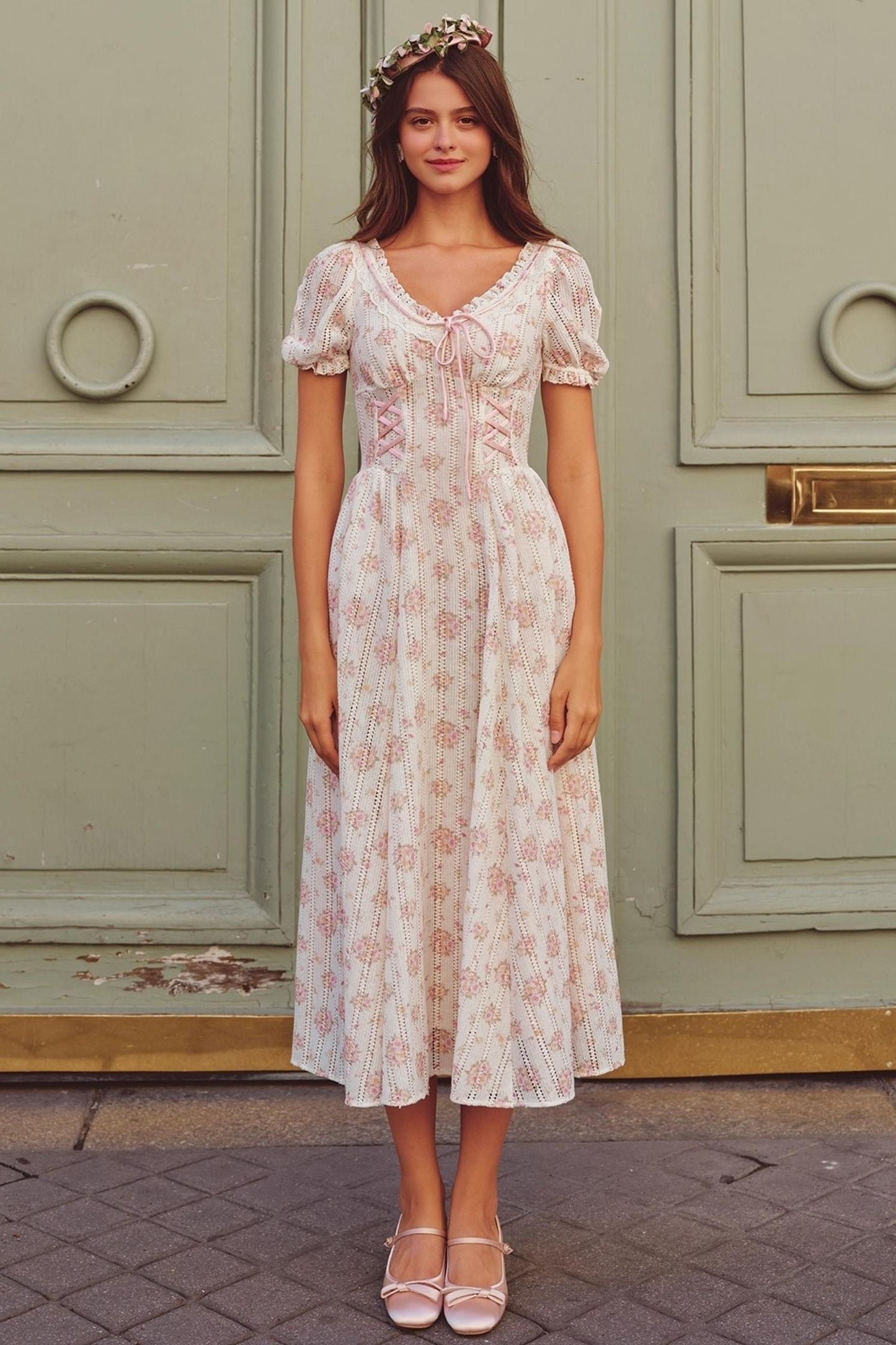 Slimming Rose V-Neck Dress