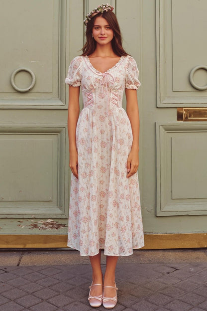 Slimming Rose V-Neck Dress