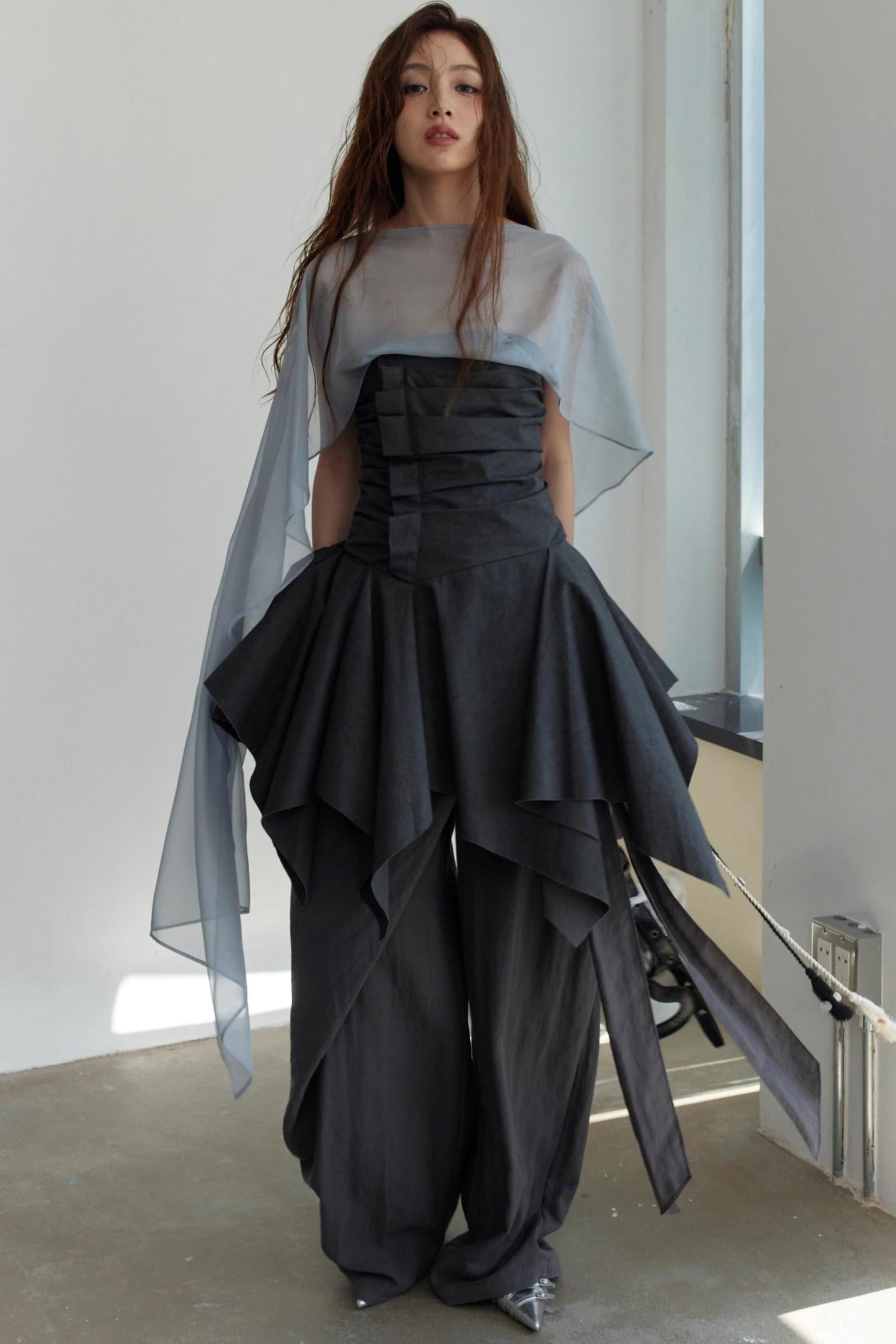 Dark Pleated Tank Top