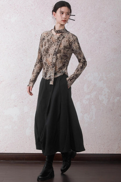 Smoke Brown Floral T-Shirt