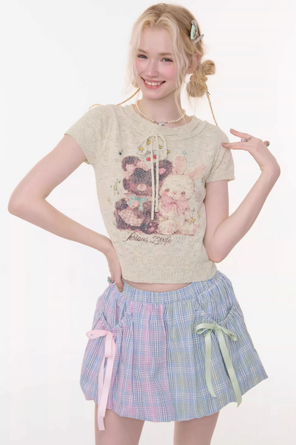 Bear and Rabbit Retro Top