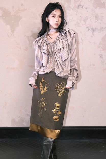 Vintage Bronze Ruffled Shirt