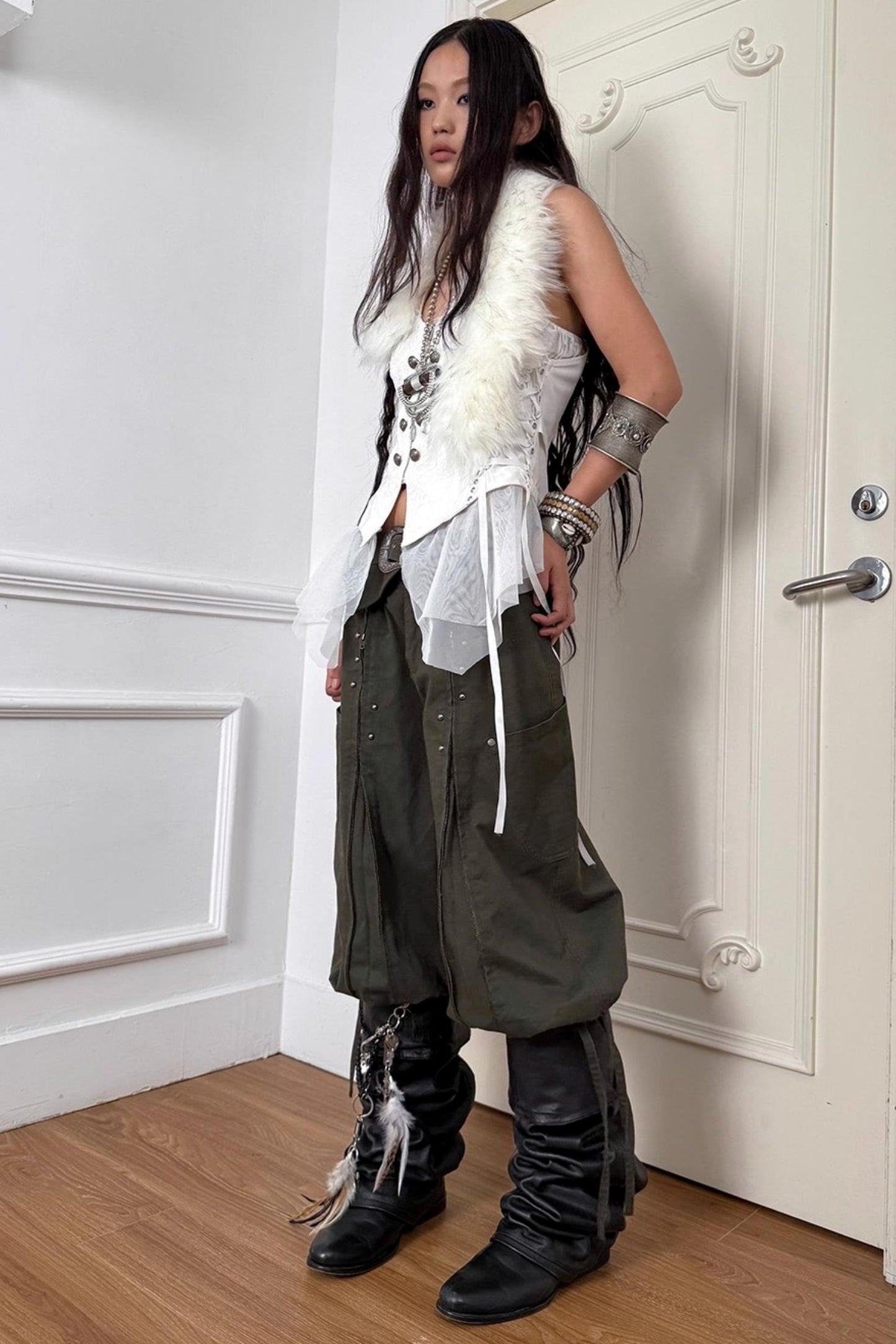 Yarn Stitched Vintage Fur Vest