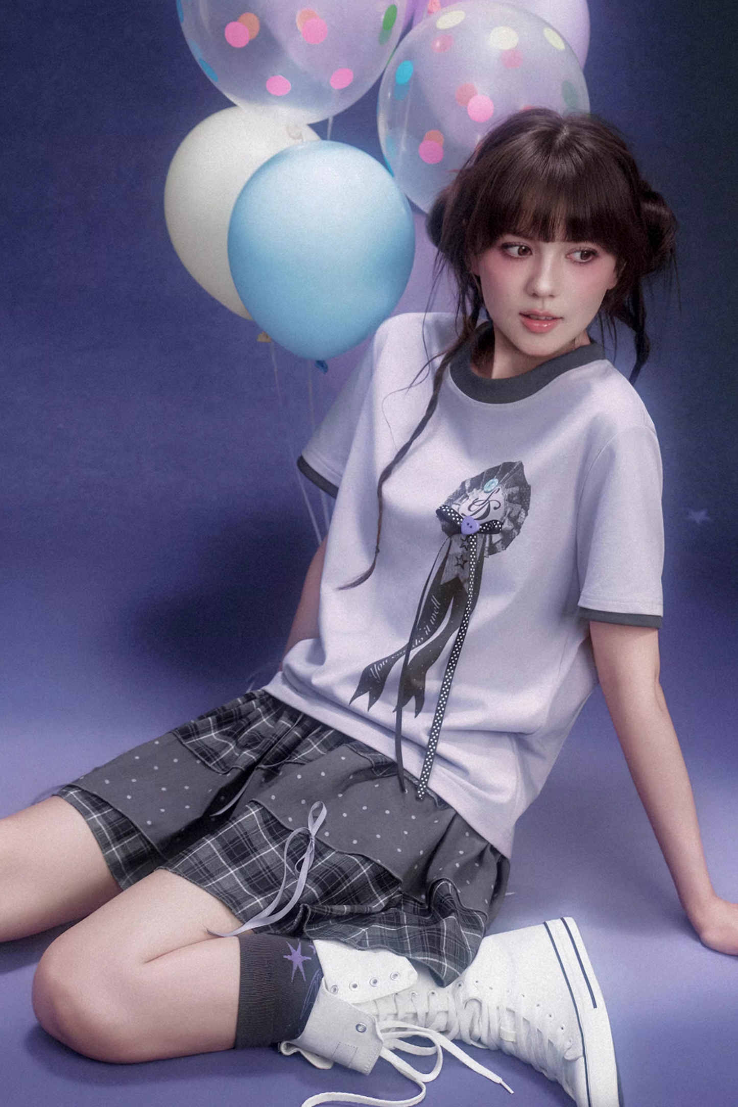 Gray Plaid Patchwork Pumpkin Skirt