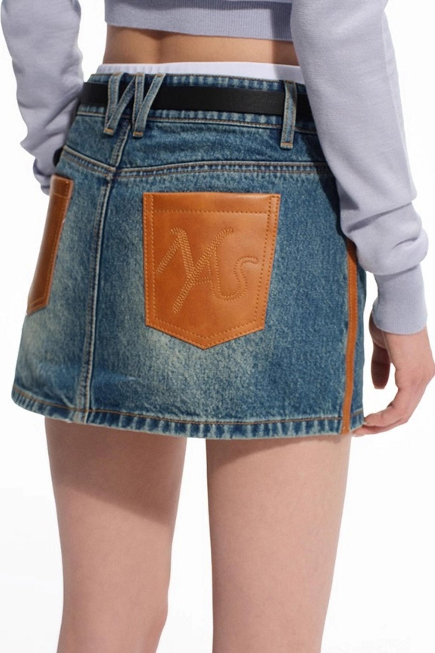 Modern Retro Twill Patchwork Hip Skirt