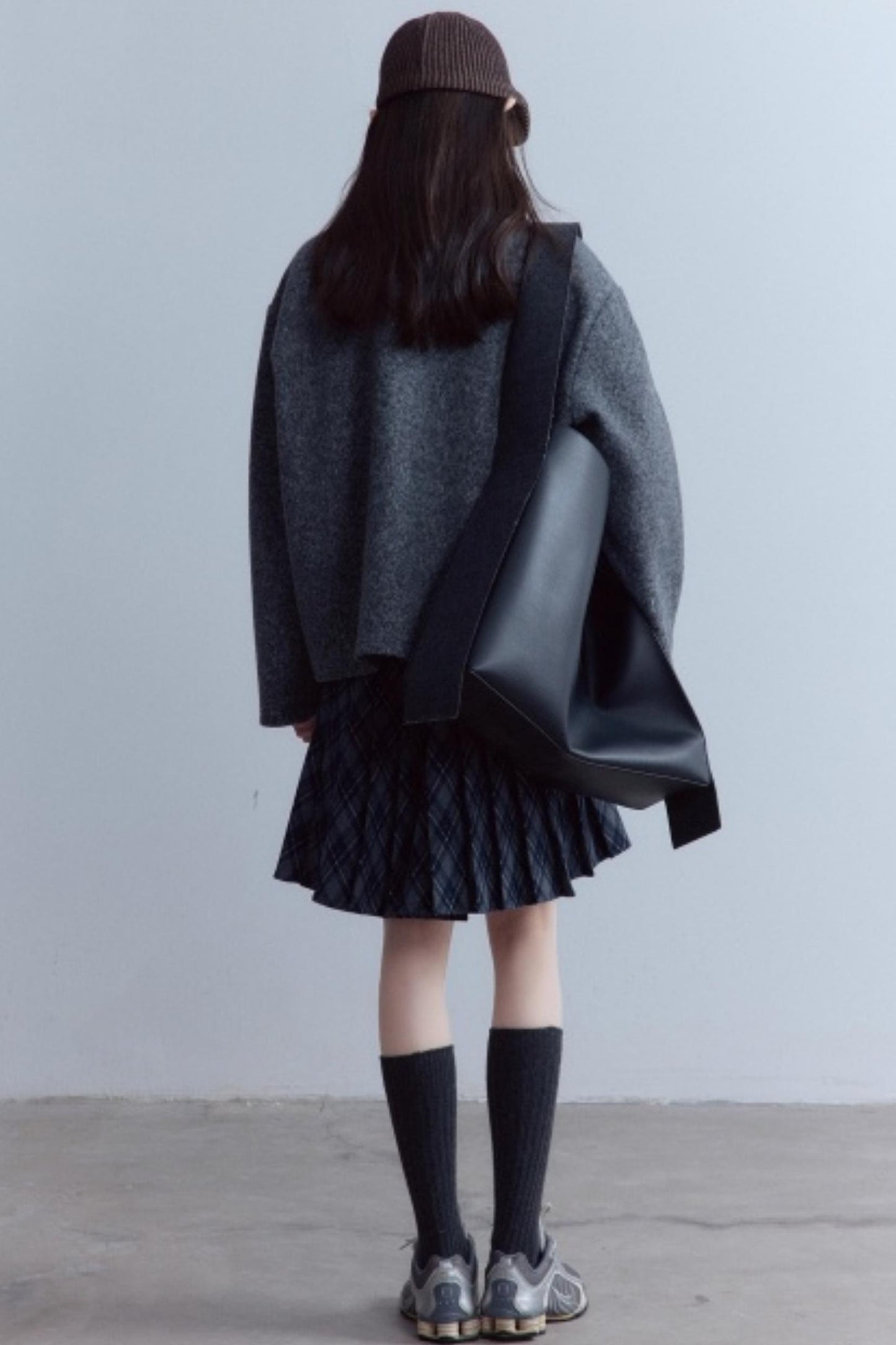 Carbon Gray Plush Wool Knit Set-Up