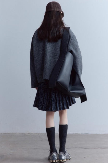 Carbon Gray Plush Wool Knit Set-Up