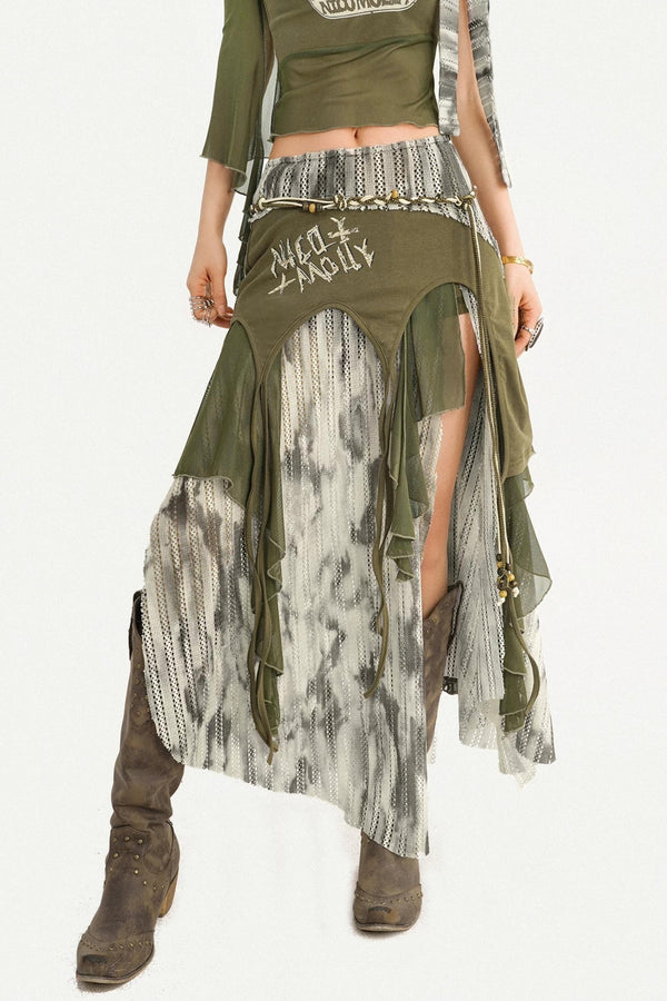 Vintage Print Off-Shoulder Set-Up