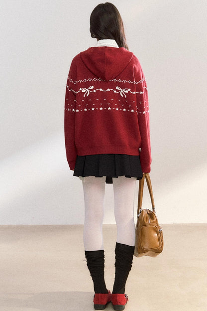 Fair Isle Hooded Knit Jacket