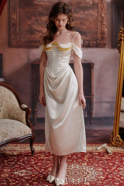 Satin Fishbone Gown Dress Set-Up